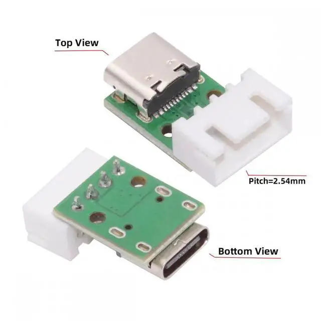 Alt view image 6 of 7 - Cable 5pcs/set DIY OEM Type C Female Socket Connector to 4Pin Pitch=2.54mm Wafer Socket Horizontal USB2.0 Pinout DC 5V Power