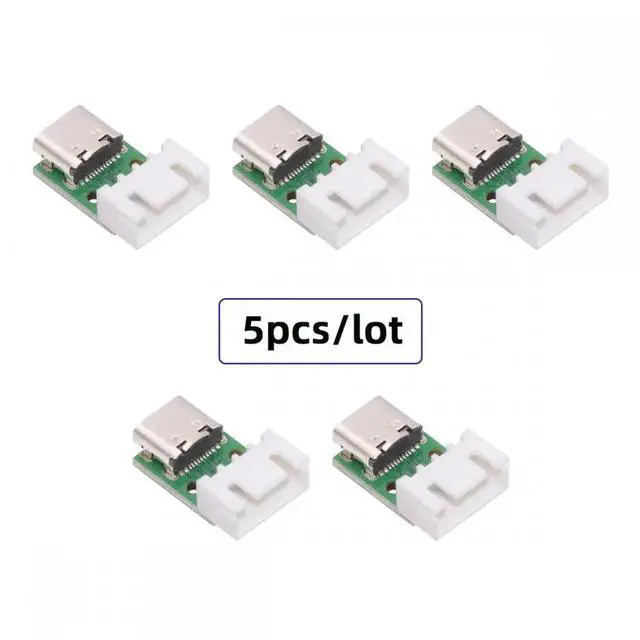 Alt view image 2 of 7 - Cable 5pcs/set DIY OEM Type C Female Socket Connector to 4Pin Pitch=2.54mm Wafer Socket Horizontal USB2.0 Pinout DC 5V Power
