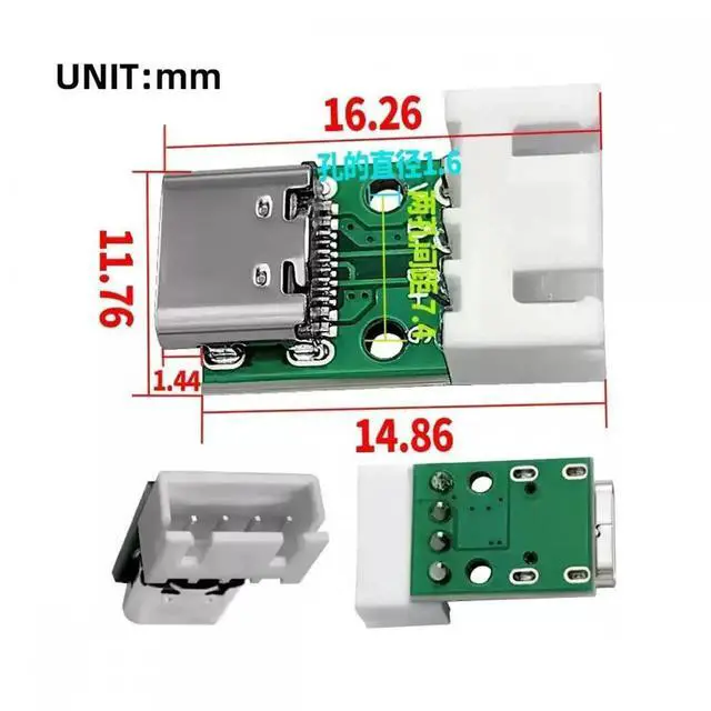 Alt view image 4 of 7 - Cable 5pcs/set DIY OEM Type C Female Socket Connector to 4Pin Pitch=2.54mm Wafer Socket Horizontal USB2.0 Pinout DC 5V Power
