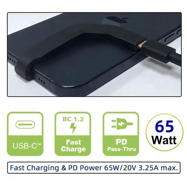 Alt view image 2 of 7 - Cable Angled Type-C Male to USB-C Female Extension Ultra Slim Data Cable Connector Protector 65W Fast Charge for Tablet Phone