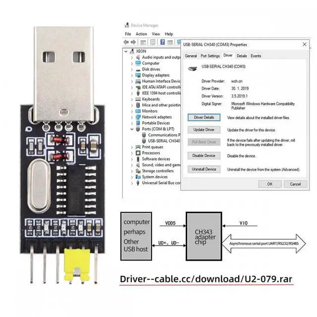 Alt view image 7 of 7 - Cable USB2.0 Type-A To TTL Converter UART STC Module Serial Programmer CH340G CH340 3.3V 5V Adapter Replace PL-2303