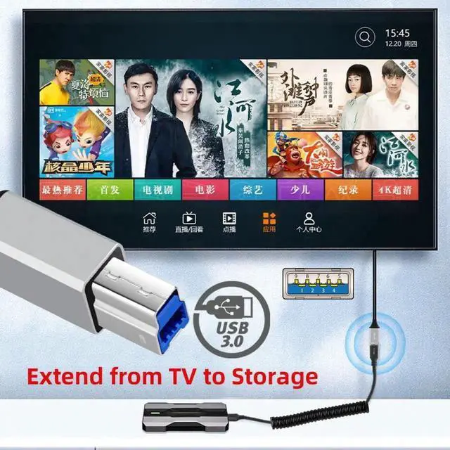 Alt view image 5 of 7 - USB 3.0 Type-A Male to USB3.0 Type-B Male Stretch Coiled Cable 100cm Extension 5Gbps for Disk Printer Camera Data