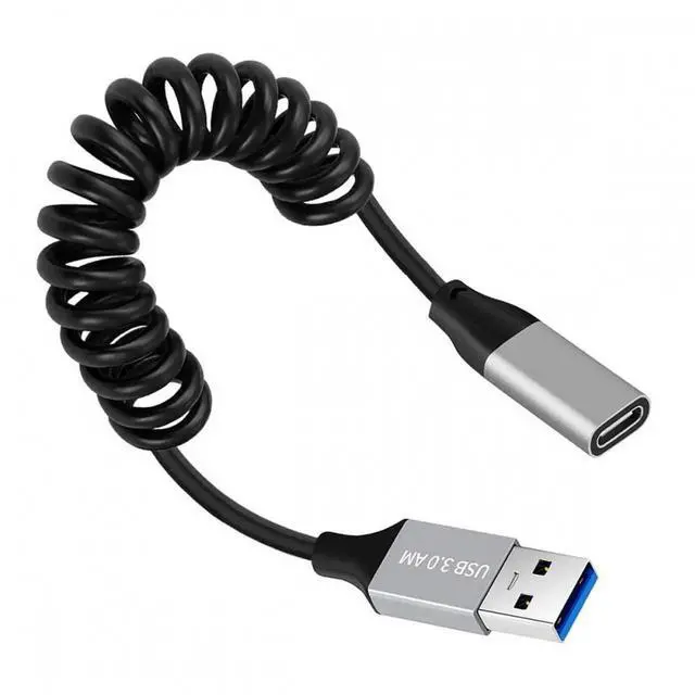 Main image of USB 3.0 Type-A Male to USB-C Type-C Female Stretch Coiled Cable 100cm Extension 5Gbps for Disk Phone Camera Data