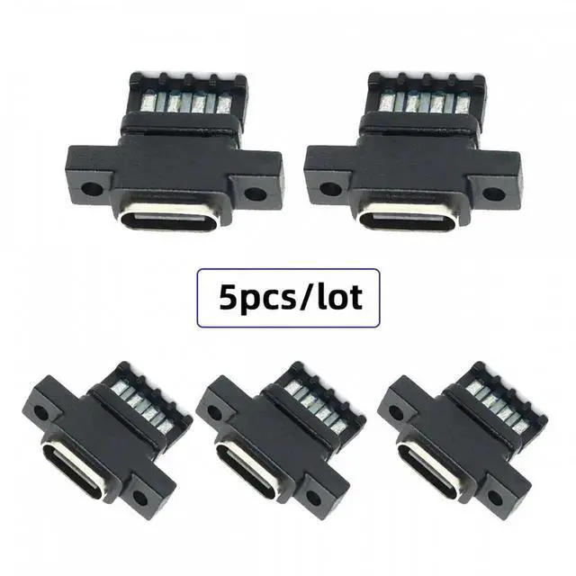 Alt view image 3 of 7 - 5pcs/set DIY OEM Type C Female Socket Connector to 6Pin PCBA Pinout Vertical Scew Mount Type DC 5V/20V PD Power
