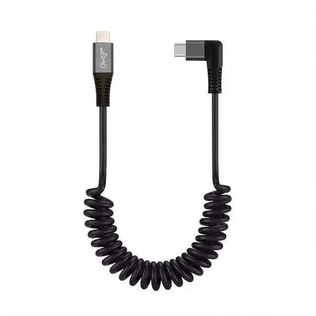 Main image of Stretch Coiled USB-C USB4 Cable 20Gbps 100W 8K Type-C Right Angled Male to Male Cable Power & Data for Laptop Keyboard Tablet