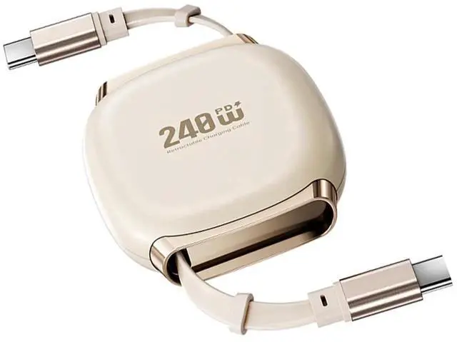 Main image of Retractable Stretch Coiled USB-C Cable 480Mbps 140W for Laptop Phone Tablet Type-C Male to Male Cable Power & Data (Yellow Color)