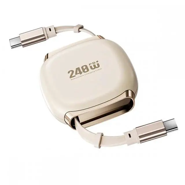 Alt view image 4 of 7 - Retractable Stretch Coiled USB-C Cable 480Mbps 140W for Laptop Phone Tablet Type-C Male to Male Cable Power & Data (Yellow Color)