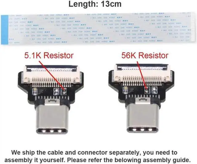 Alt view image 2 of 7 - OTG USB-C Type-C Male Host to Type-C Male Target Data Flat Slim FPC Cable 13cm for FPV Disk Phone Laptop