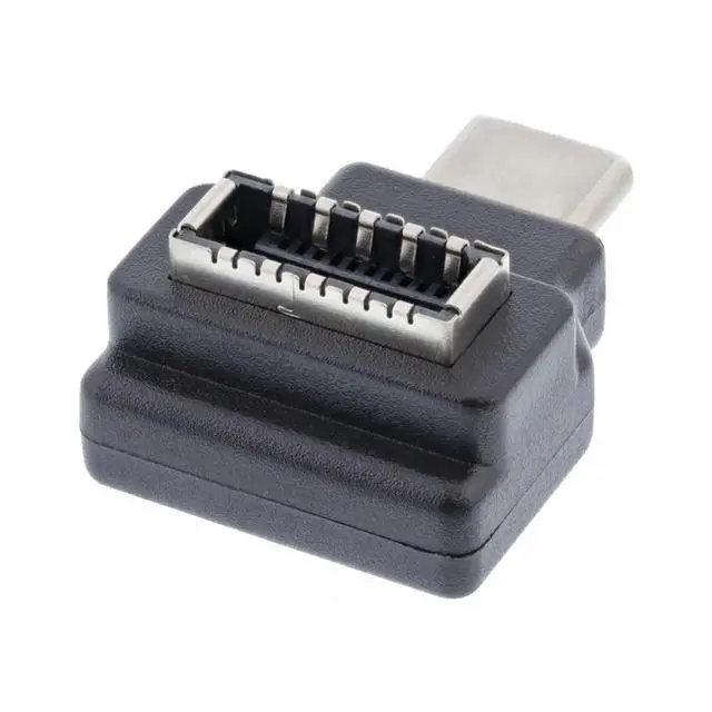 Alt view image 5 of 7 - Type-C USB-C Male to Type-E USB 3.1 Front Panel Header Female Motherboard Extension Data Adapter 90 Degree Angled