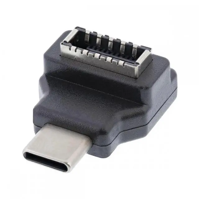 Main image of Type-C USB-C Male to Type-E USB 3.1 Front Panel Header Female Motherboard Extension Data Adapter 90 Degree Angled