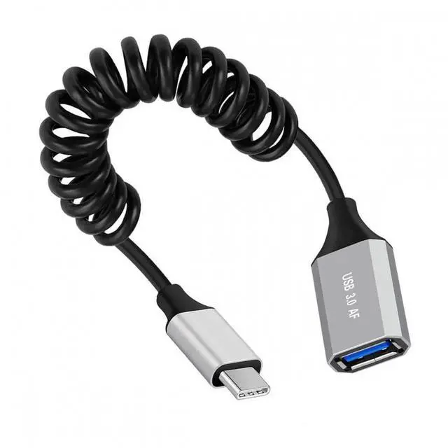 Main image of USB-C Type-C Host to USB3.0-A Female OTG Stretch Coiled Cable 100cm Extension 5Gbps for Disk Phone Camera Data