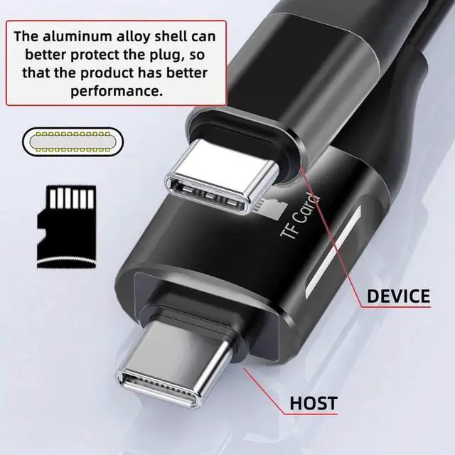 Alt view image 6 of 7 - Type-C USB-C Male to Male USB 3.1 10Gbps & TF Micro-SD Card Reader Flat Slim FPC Data Cable for Laptop Phone