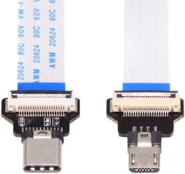 Alt view image 6 of 7 - OTG USB-C Type-C Male Host to 5Pin Micro USB 2.0 Male Target Data Flat Slim FPC Cable 13cm for FPV Disk Phone Laptop