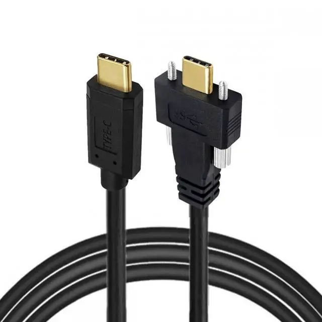 Main image of USB 3.1 Type-C Male to Dual Thumbscrew Locking USB-C 10Gbps Data 4K Cable Panel Mount Type