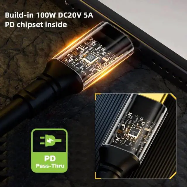 Alt view image 3 of 7 - Stretch Coiled USB-C USB4 Cable 20Gbps 100W 8K Type-C Opposite Back Angled Male to Male Cable Power & Data for Laptop Keyboard Tablet