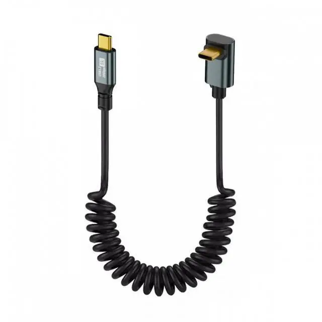 Main image of Stretch Coiled USB-C USB4 Cable 20Gbps 100W 8K Type-C Up Angled Male to Male Cable Power & Data for Laptop Keyboard Tablet