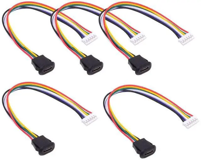 Alt view image 6 of 7 - 5pcs/set DIY OEM Type C Female Socket to 6Pin Header Cable Pitch=2.0mm Latch Mount Type DC 5V/20V PD Power