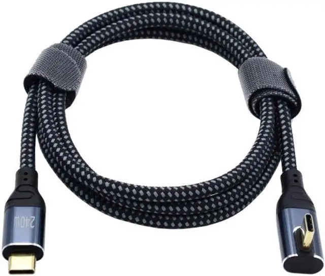 Alt view image 6 of 7 - 0.5M USB-C 240W Type-C Cable 480Mbps 48V 5A Low Profile Angled 90 Degree Compatible with USB2.0 100W Charging for Laptop Tablet Phone