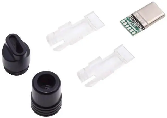 Main image of USB 3.1 Type-C Male Plug Connector Solder Type with Aluminum Alloy Shell Black Customization for 4.0mm~6.0mm Cable