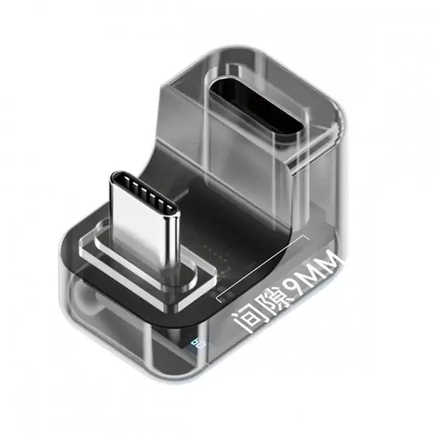 Alt view image 3 of 7 - Type-C Smart LED Display USB-C Male to Female Extension Adapter USB4.0 40Gbps 140W Opposite U Shape Back Angled Current Voltage Monitoring