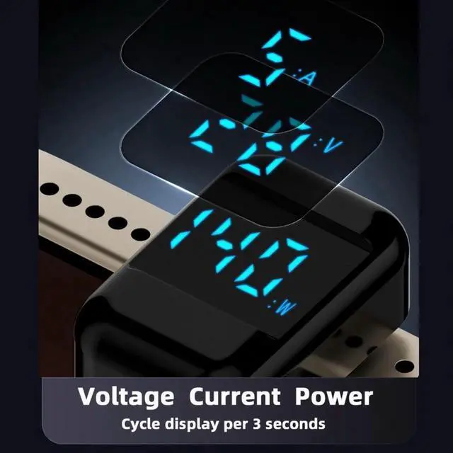 Alt view image 6 of 7 - Type-C Smart LED Display USB-C Male to Female Extension Adapter USB4.0 40Gbps 140W Opposite U Shape Back Angled Current Voltage Monitoring