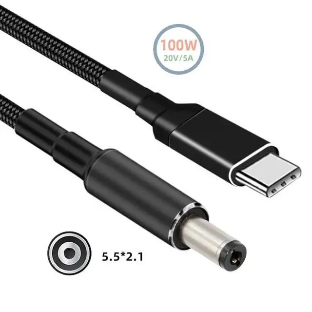 Alt view image 4 of 7 - 100W Type C USB-C Input to 20V DC 5.5*2.1mm Output Power 20V 5A 65W PD Charge Cable for Laptop