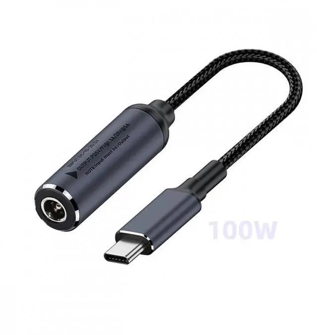 Alt view image 3 of 7 - DC Jack 5.5X2.1mm Input to USB-C Type-C Power 100W Charge Cable for Laptop Phone PD9V 5V 20V