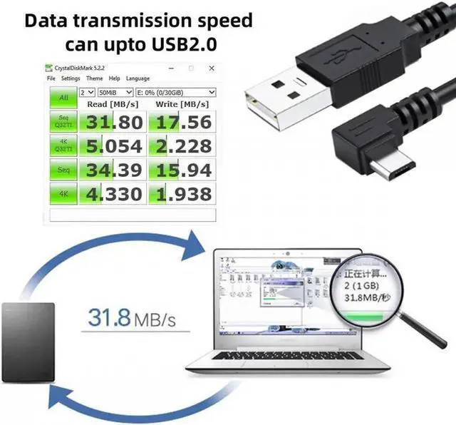 Alt view image 2 of 7 - 1.5M Right Angled 90 Degree Micro USB 5Pin to USB 2.0 Data Charge Cable for Phone Tablet
