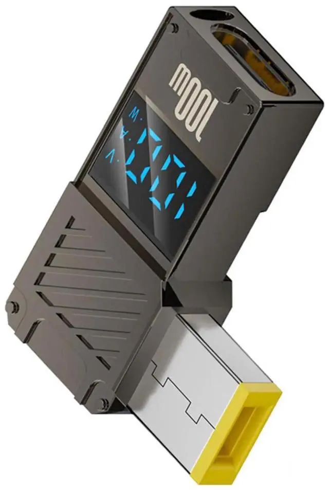 Alt view image 2 of 7 - Smart LED Display 100W Type-C USB-C Input to Rectangular Jack Output Power 20V 5A PD Charge 65W Adapter for Thinkpad X1 Legion Y7000P Laptop
