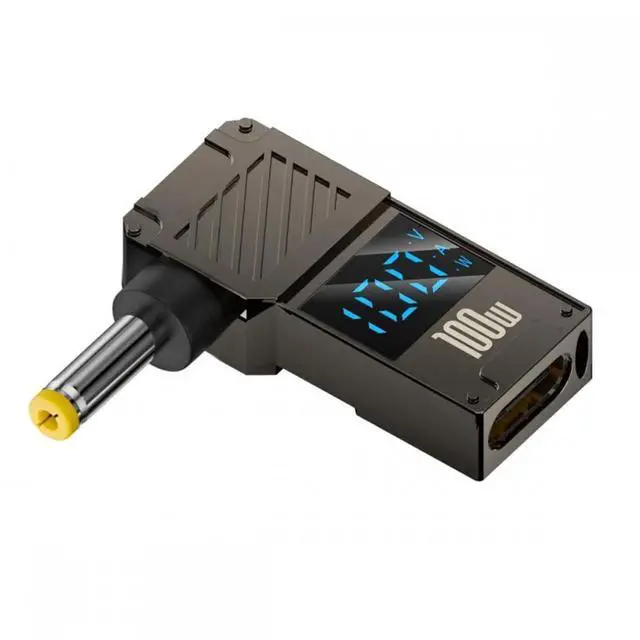 Main image of Type-C USB-C Input to DC 4.0x1.7mm Jack Smart LED Display 100W Output Power 20V 5A PD Charge 65W Adapter for Laptop