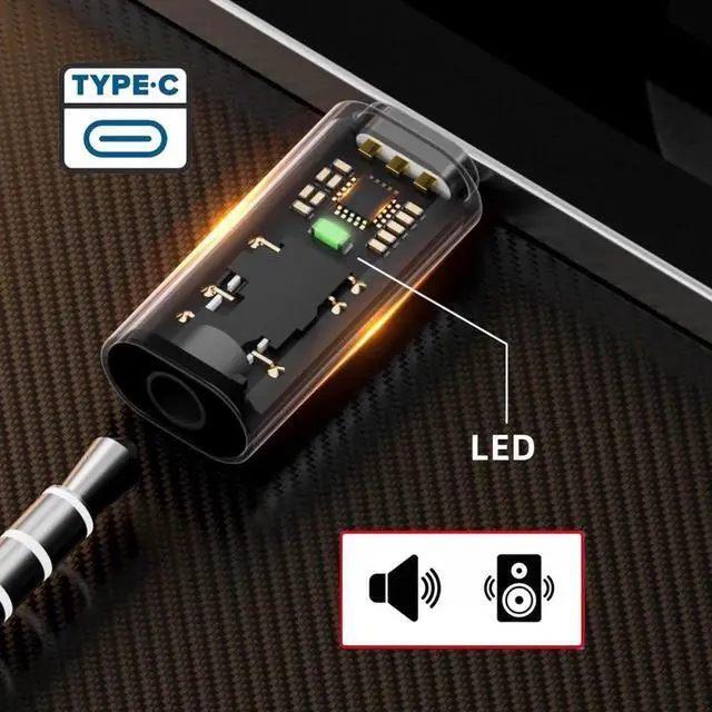 Alt view image 7 of 7 - 2pcs/lot Type C USB-C to 3.5mm Audio AUX & MIC Sound Card 16bit 48kHz Adapter Compatible with Laptop Tablet Phone