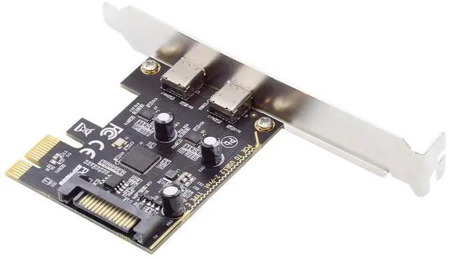 Alt view image 4 of 7 - USB3.1 Gen1 5Gbps Dual Type-C USB-C Female to PCI-E Express 1x Card Adapter ASM1042 with Low Profile Bracket