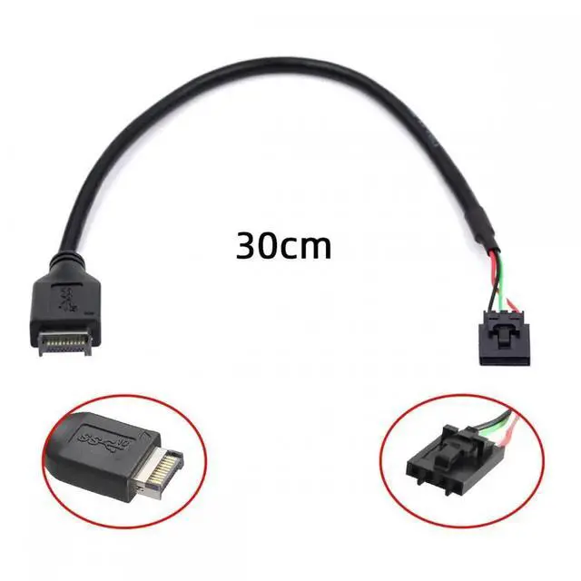 Alt view image 4 of 7 - USB 3.1 Front Panel Header Male Type-E Host to USB 2.0 Motherboard 4pin IDC Housing with Latch Device Cable 30cm