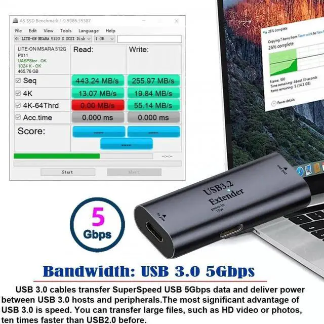 Alt view image 6 of 7 - USB 3.0 Active Repeater Adapter Type-C Female Host to Type-A Female Device Extender with Chipset for Camera Printer Computer