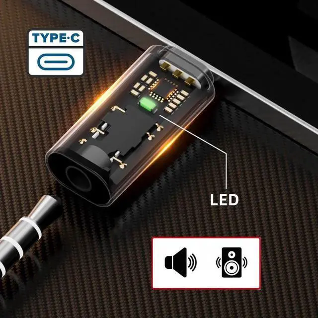 Alt view image 6 of 6 - 2pcs/lot Type C USB-C to 3.5mm Audio AUX & MIC Sound Card 16bit 48kHz Adapter Compatible with Laptop Tablet Phone