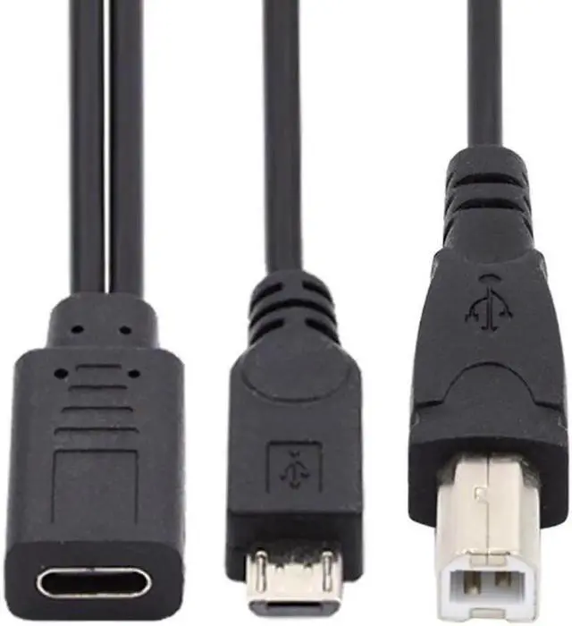 Alt view image 7 of 7 - Type-C USB-C Female to USB2.0 Standard Type-B & Micro USB Male Splitter Extension Charge Cable