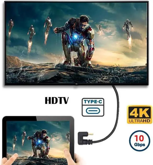 Alt view image 3 of 7 - 10Gbps USB3.1 Type C Male to Male Power Data Video Cable USB-C Opposite U Shape Back Angled for NS Switch Phone Laptop