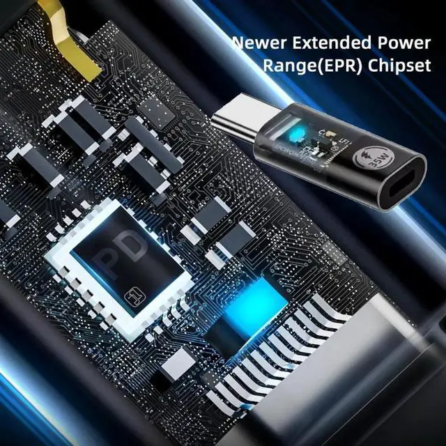 Alt view image 3 of 7 - Transparent LED USB-C Type C Male to 8P Female 35W Power 480Mbps Data Adapter Compatible with iPhone15 & Android & Tablet