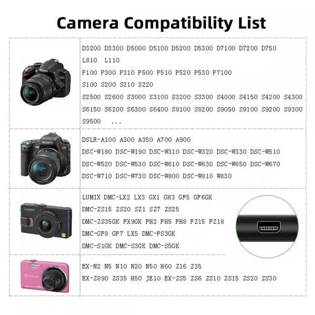 Alt view image 6 of 7 - 3pcs/set USB-C Type-C Micro Mini USB Female to Camera Mini 8P Data Power Adapter for Coolpix UC-E6 UC-E16 UC-E17 DSC-W DMC-S EX-Z