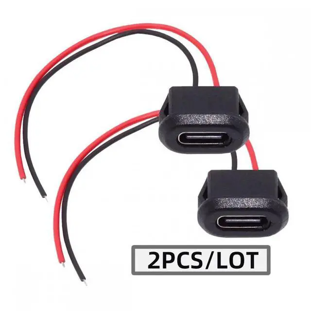 Alt view image 2 of 7 - Cable 2pcs/set DIY OEM Type-C USB-C Female Socket to 2Pin Open Cable Latch Mount Type DC 5V Power