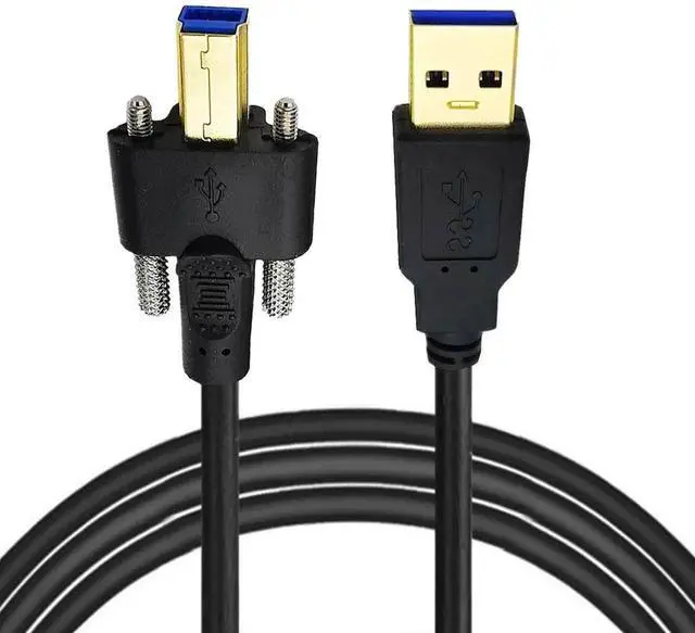 Main image of USB 3.0 Type-A Male to Type-B Thumbscrew Standard Male Mount Panel Type for Industrial Camera Robot Scanner Disk