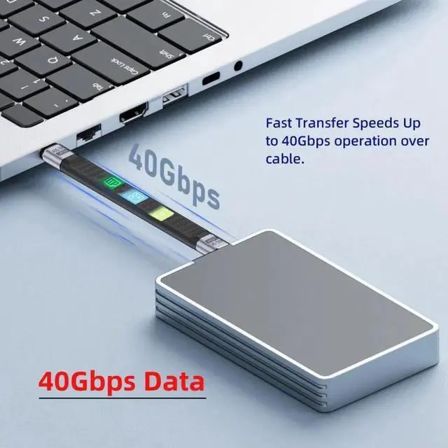 Alt view image 5 of 7 - 240W Type-C USB-C Male to Male USB4 40Gbps 100W 8K Flat Slim FPC Data Cable for Laptop Phone 13cm