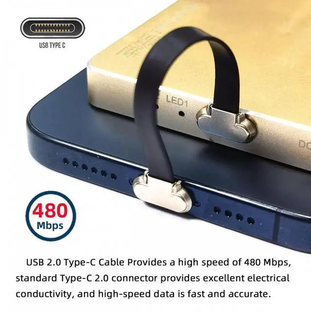 Alt view image 4 of 7 - Angled USB-C Type C to USB-C Ultra Slim Flat Power USB2.0 Data Cable 65W Fast Charge for Laptop Tablet Phone