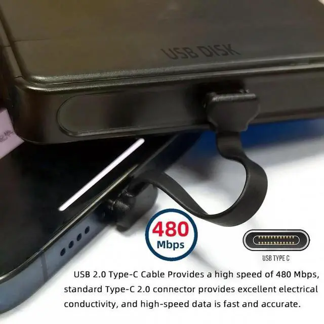 Alt view image 3 of 7 - USB-C Type C to USB-C Ultra Slim Flat Power USB2.0 Data Cable Angled Connector 65W Fast Charge for Laptop Tablet Phone