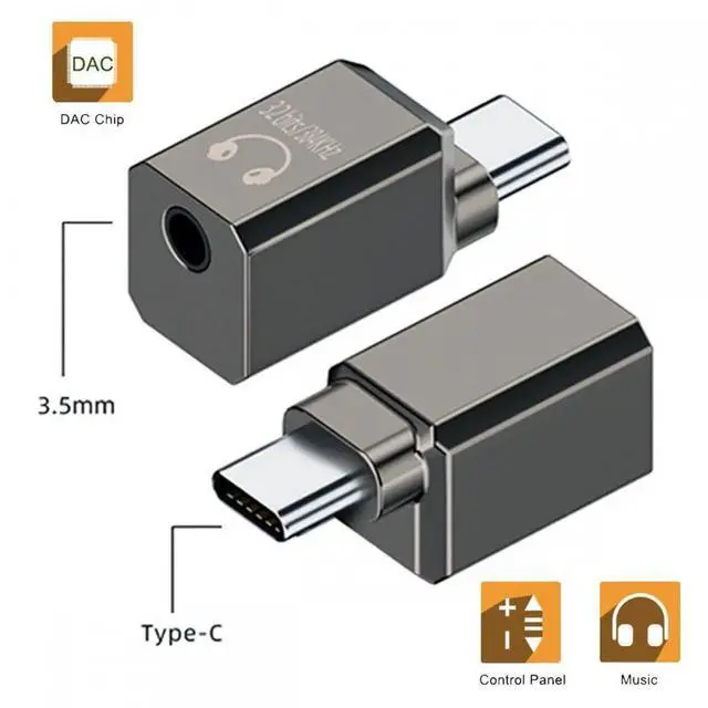 Alt view image 4 of 6 - C USB-C to DAC 3.5mm HiFi Audio AUX & MIC Sound Card 384kHz 32bit Adapter KT02H20 Compatible OMTP CTIA with Laptop Tablet Phone