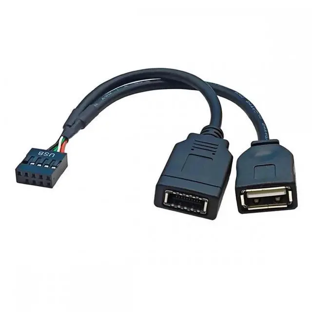 Main image of Dual Port Type-A & USB 3.1 Front Panel Socket Key-A Type-E to USB 2.0 9Pin 10Pin Mainboard Header Male Extension Cable