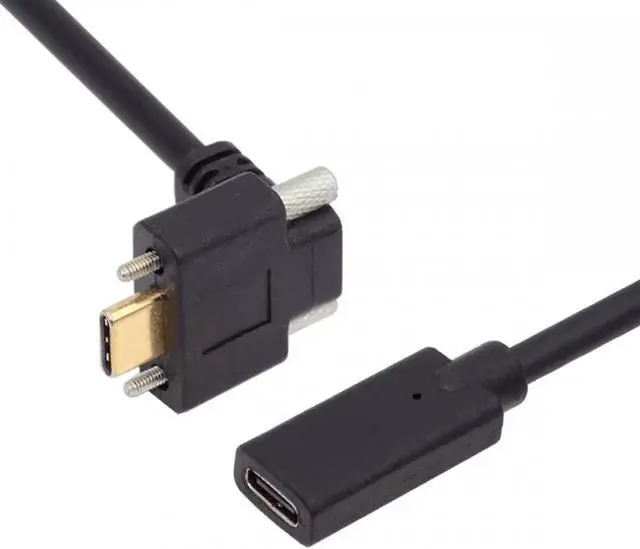 Main image of USB-C USB 3.1 Type C Up Angled Male to Female Extension Data Screw Locking Cable for for Realsense Camera VR Quest Link