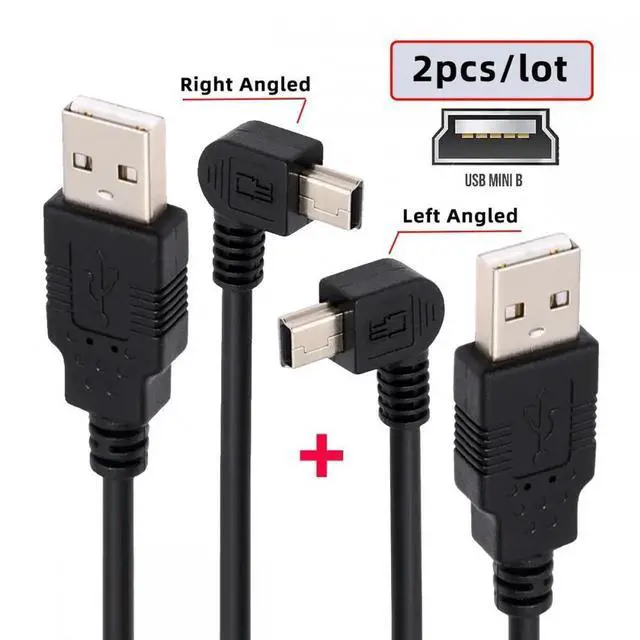 Alt view image 6 of 7 - Cable 2pcs/lot Left & Right Angled Mini USB B Type 5pin Male 90 Degree to USB 2.0 Male Power Data Cable 50cm