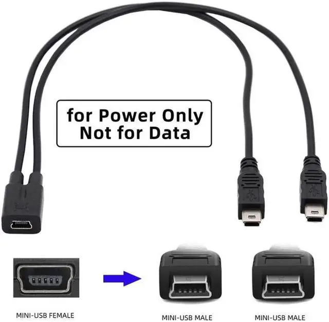 Alt view image 2 of 7 - Mini USB 2.0 Female DC 5V to Dual Mini USB 5Pin Male Splitter Extension Charge Cable