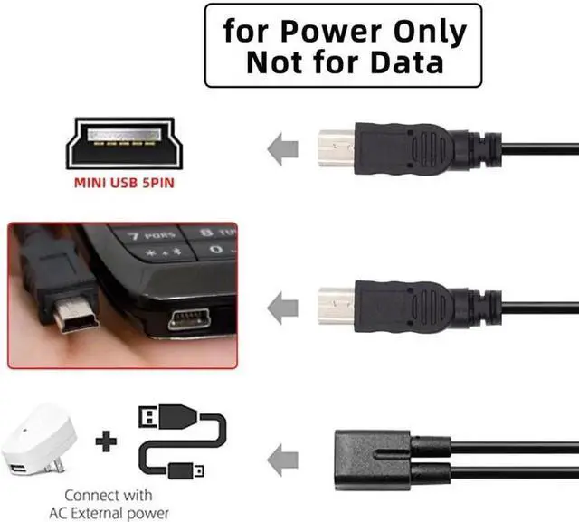 Alt view image 6 of 7 - Mini USB 2.0 Female DC 5V to Dual Mini USB 5Pin Male Splitter Extension Charge Cable